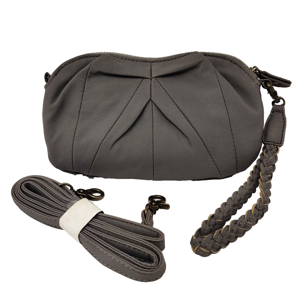 Y2K Deena & Ozzy Wristlet Crossbody Clutch Purse Gray Braided Pockets Cards NWOT